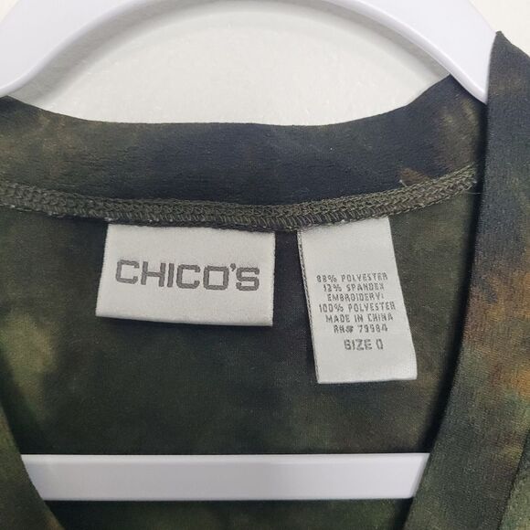 Green brown grunge fairy 3/4 sleeve sequin earthy goblincore top size small - Picture 3 of 5